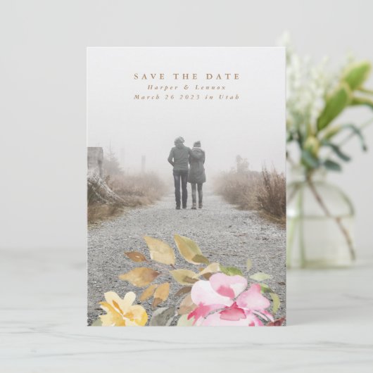 Elegant Waterverf Beauely Wedding Save The Date (Staand voorkant)