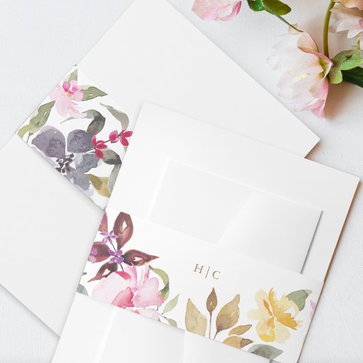 Elegant Waterverf Beauely Wedding Uitnodigingen Wikkel
