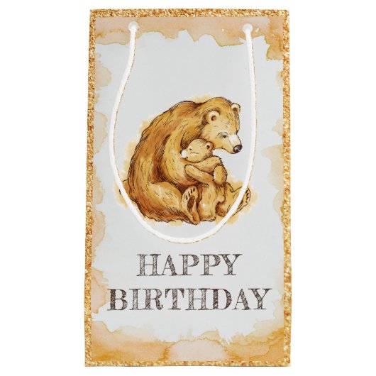 Elegant waterverf Beer Happy Birthday Klein Cadeauzakje (Voorkant)