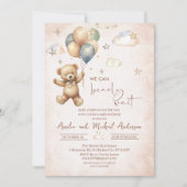 Elegant Waterverf Beer Teddy baby shower Kaart (Voorkant)
