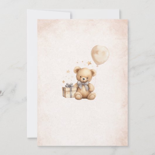 Elegant Waterverf Beer Teddy baby shower Kaart (Achterkant)