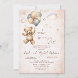 Elegant Waterverf Beer Teddy baby shower Kaart