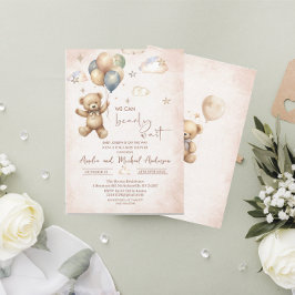 Elegant Waterverf Beer Teddy baby shower Kaart