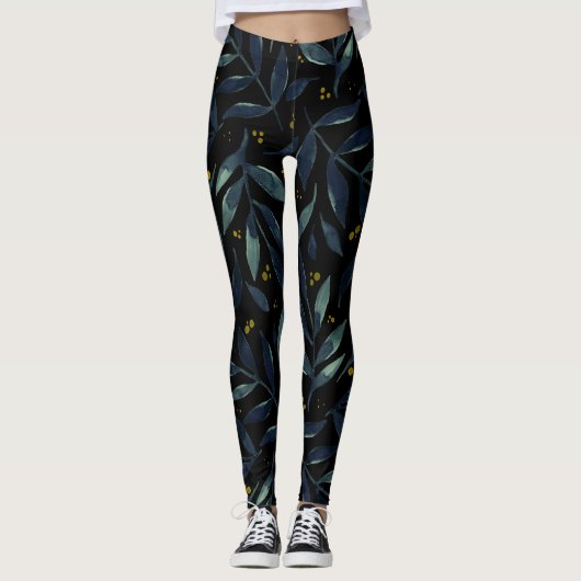 Elegant waterverf bijkantoren leggings (Voorkant)