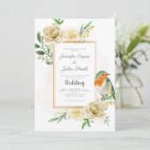Elegant Waterverf Bird Wedding Kaart (Staand voorkant)