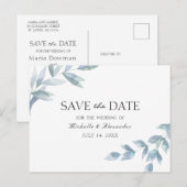 Elegant waterverf blad Botanisch behalve de datum Briefkaart (Voorkant / Achterkant)