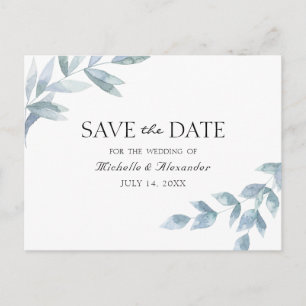 Elegant waterverf blad Botanisch behalve de datum Briefkaart