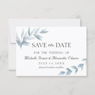 Elegant waterverf blad botanische save de datum RSVP kaartje