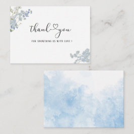 Elegant Waterverf Blauw Bloemen Baby shower Notitiekaartje