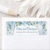 Elegant waterverf blauw bloemengroen en goud etiket (Insitu)