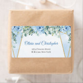 Elegant waterverf blauw bloemengroen en goud etiket (Insitu)