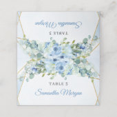 Elegant waterverf blauw bloemengroen en goud plaatskaartje (Buitenkant ongevouwen)