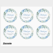 Elegant waterverf blauw bloemengroen en goud ronde sticker (Vel)
