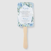 Elegant waterverf blauw bloemengroen programma handwaaier (Achterkant)