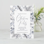 Elegant Waterverf Blauw Botanisch Kerstfeest Kaart (Staand voorkant)