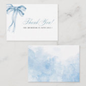 Elegant Waterverf Blauw Bow lint Baby shower Notitiekaartje (Voorkant / Achterkant)