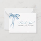 Elegant Waterverf Blauw Bow lint Baby shower Notitiekaartje (Voorkant)