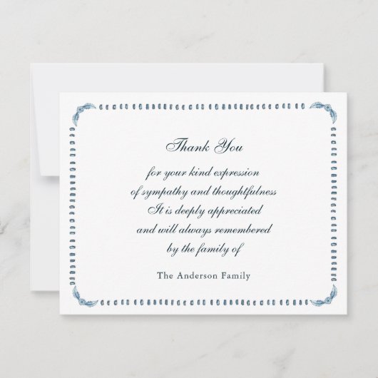 Elegant waterverf Blauw en wit lijst Bedankkaart (Voorkant)