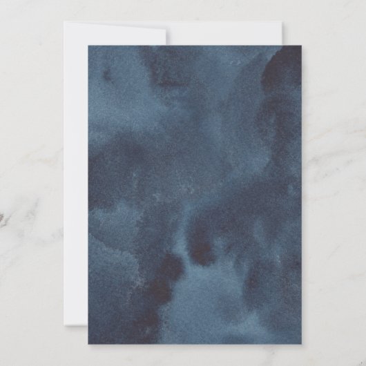 Elegant waterverf blauw floral first commune kaart (Achterkant)