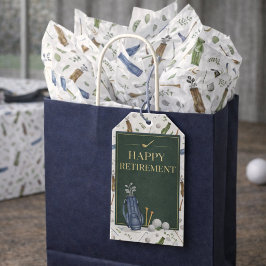 Elegant Waterverf Blauw Groen Golf Thema Pensioen Cadeaulabel