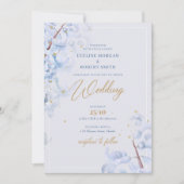 Elegant waterverf blauw hyacint faux goud kaart (Voorkant)