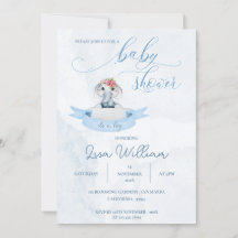 Elegant Waterverf Blauw Schattige Olifant Baby sho