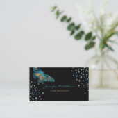 Elegant Waterverf Blauwgroen & Gold Glitter Butter Visitekaartje (Staand voorkant)
