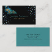Elegant Waterverf Blauwgroen & Gold Glitter Butter Visitekaartje (Voorkant / Achterkant)
