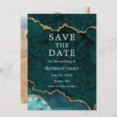Elegant Waterverf Blauwgroen Marble Agate Geode Fo Save The Date (Voorkant / Achterkant)