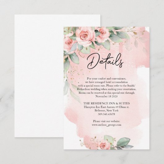 Elegant waterverf blesbloemen eucalyptus gold informatiekaartje (Voorkant / Achterkant)