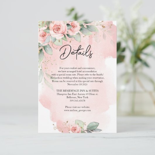 Elegant waterverf blesbloemen eucalyptus gold informatiekaartje (Staand voorkant)