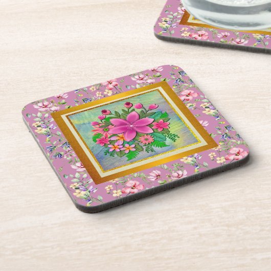 Elegant Waterverf Bloem Botanische Lente Boeket Bier Onderzetter (Linkerzijde)