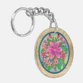 Elegant Waterverf Bloem Botanische Lente Boeket Sleutelhanger (Voorkant Links)