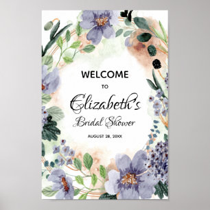 Elegant Waterverf Bloem Bruidsfeest Bord Poster