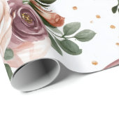 Elegant Waterverf Bloem Bruiloftspatroon Cadeaupapier (Rol Hoek)