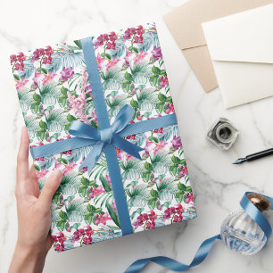 Elegant waterverf bloem decoratief patroon getoond cadeaupapier