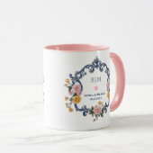 Elegant Waterverf Bloem Monogram en Initialen Mok (Voorkant rechts)