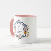 Elegant Waterverf Bloem Monogram en Initialen Mok (Voorkant links)