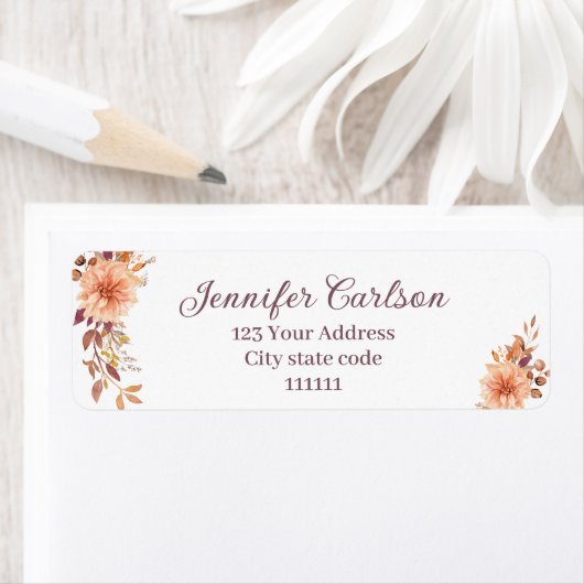 Elegant Waterverf Bloem Retouradres Label (Insitu)