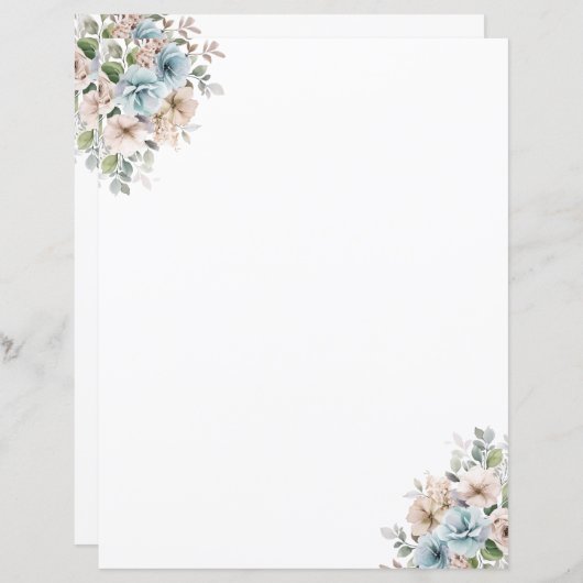 Elegant Waterverf Bloemen briefpapier (Voorkant / Achterkant)
