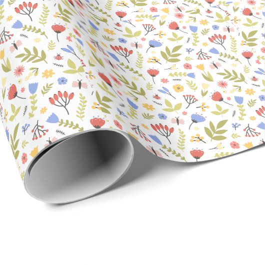 Elegant waterverf bloemen decoratief patroon cadeaupapier (Rol Hoek)