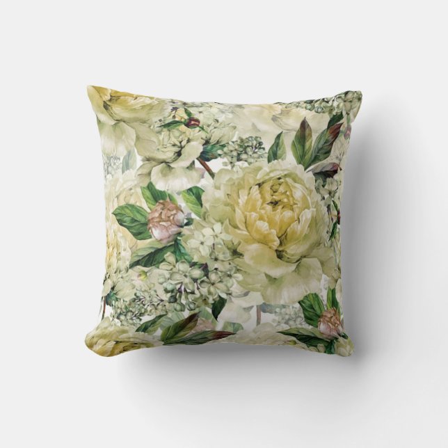 Elegant waterverf bloemen decoratief patroon kussen (Voorkant)