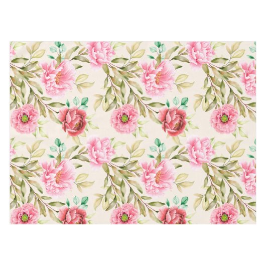 Elegant waterverf bloemen decoratief patroon tafelkleed (Voorkant (Horizontaal))