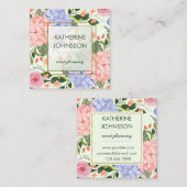 Elegant waterverf bloemen hydrangea faux goud vierkante visitekaartje (Voorkant / Achterkant)