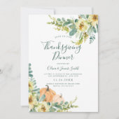 Elegant Waterverf Bloemen Thanksgiving Diner Kaart (Voorkant)