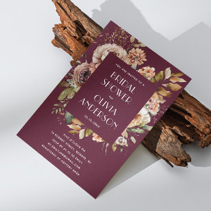 Elegant waterverf bloemenbordeaux vrijgezellenfees kaart