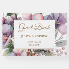 Elegant waterverf bloemenbruiloft gastenboek