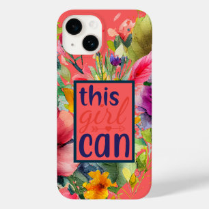Elegant Waterverf bloemencitaat "Dit meisje kan" Case-Mate iPhone 14 Hoesje