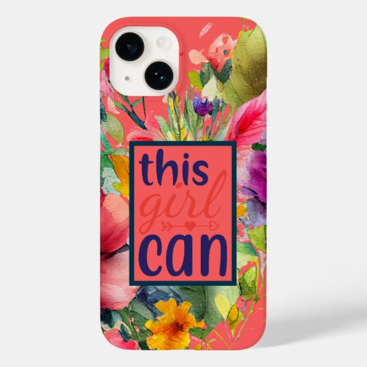 Elegant Waterverf bloemencitaat "Dit meisje kan" Case-Mate iPhone Case (Achterkant)