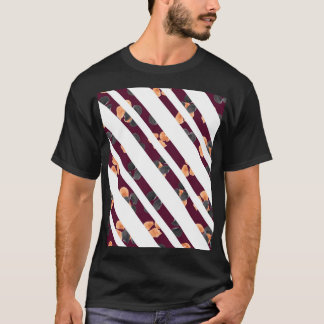 Elegant Waterverf Bloemendecor met Diagonale Strep T-shirt